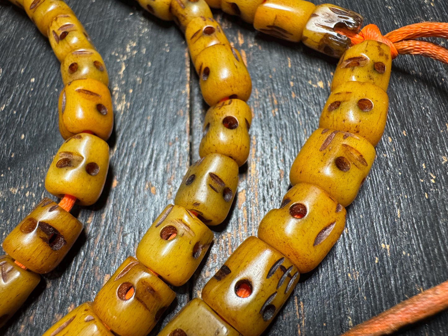Vintage 108 Yak Bone Mala Necklace 42 Inches | Tibetan Buddhist Prayer Beads | Hand-Carved Meditation Mala | Tribal Spiritual Jewelry(H781)