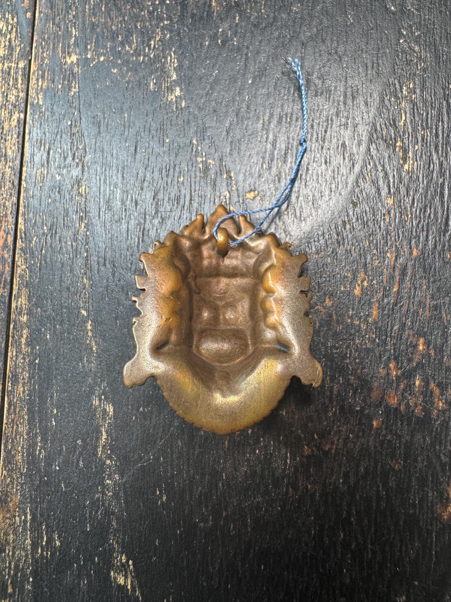 Brass Mahakala Wrathful Deity Pendant | Tibetan Buddhist Protector Mask | Nepal Hand Cast Dharma Guardian Amulet | Turquoise Inlay(H815)