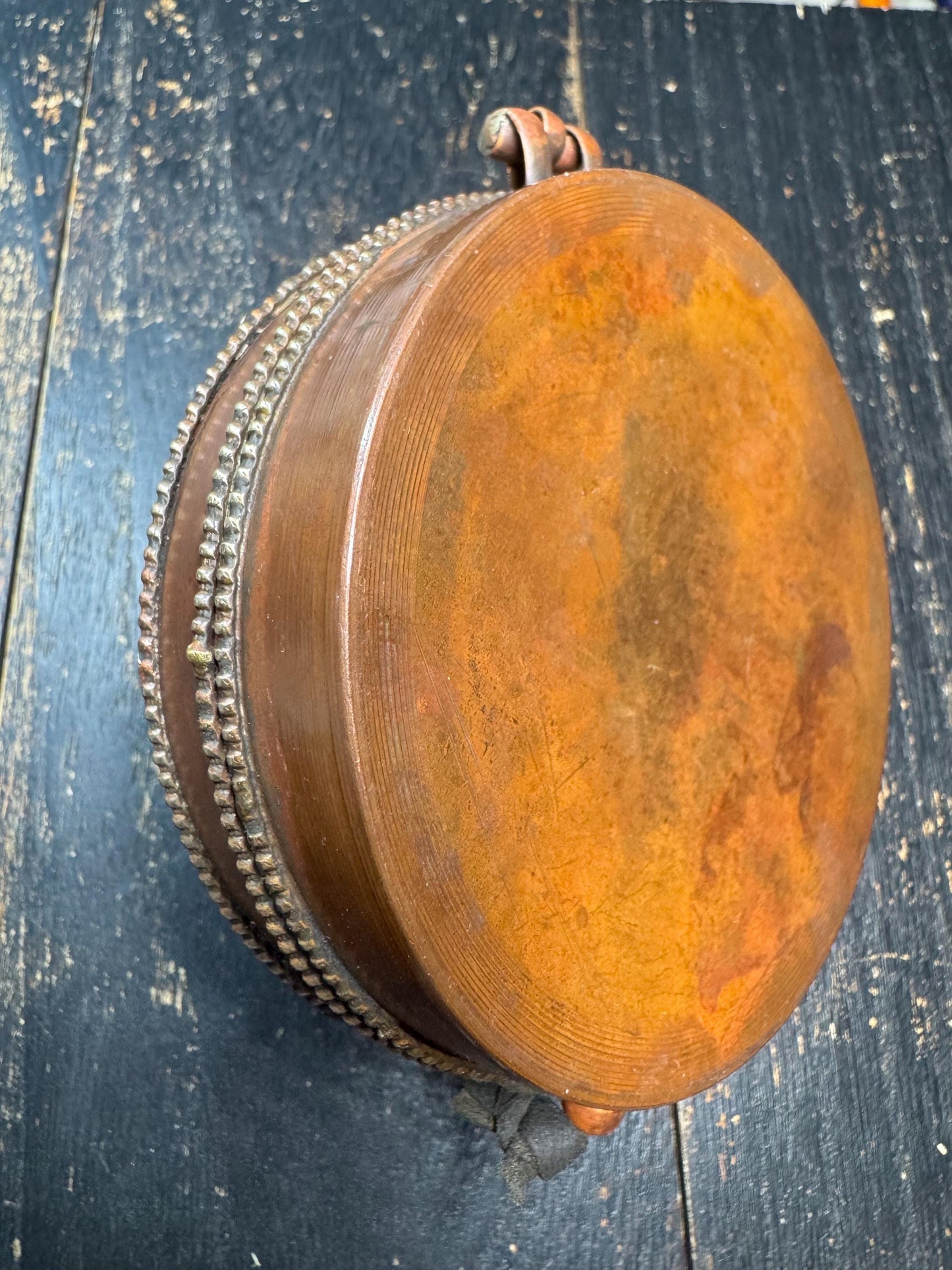 Rare Tibetan Tingsha Bells with Brass Gau Prayer Box | Eight Auspicious Symbols Buddhist Ritual Cymbals | Meditation & Sound Healing(H818)