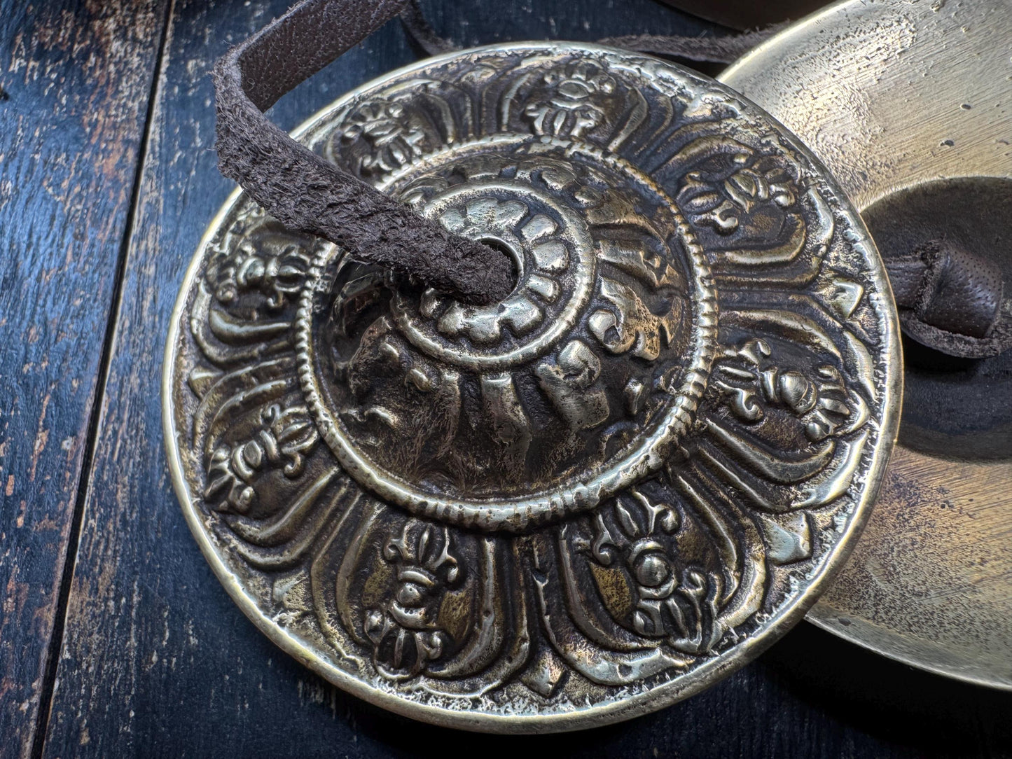 Rare Tibetan Tingsha Bells with Brass Gau Prayer Box | Eight Auspicious Symbols Buddhist Ritual Cymbals | Meditation & Sound Healing(H818)