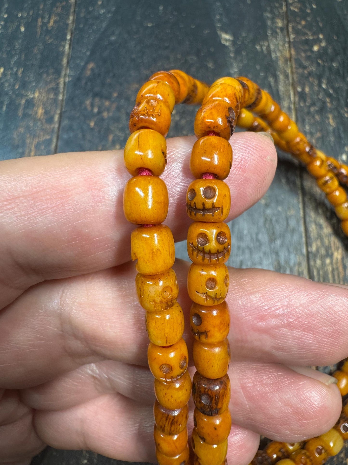 108 Yak Bone Skull Mala Necklace, Tibetan Charnel Ground Citipati Prayer Beads, Cold Iron Guru Bead, 26” Buddhist Meditation Mala(H784)