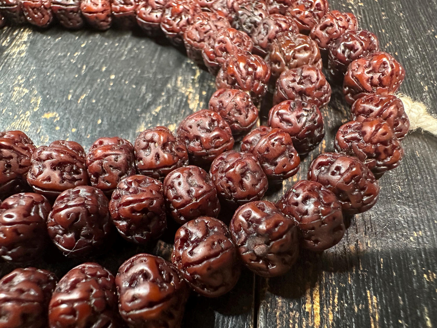 Natural Rudraksha Seed Mala Necklace,108 Bead Prayer Mala, 34 Inches Himalayan Japa Meditation Rosary, Hand Knotted Buddhist Hindu Yoga(H846