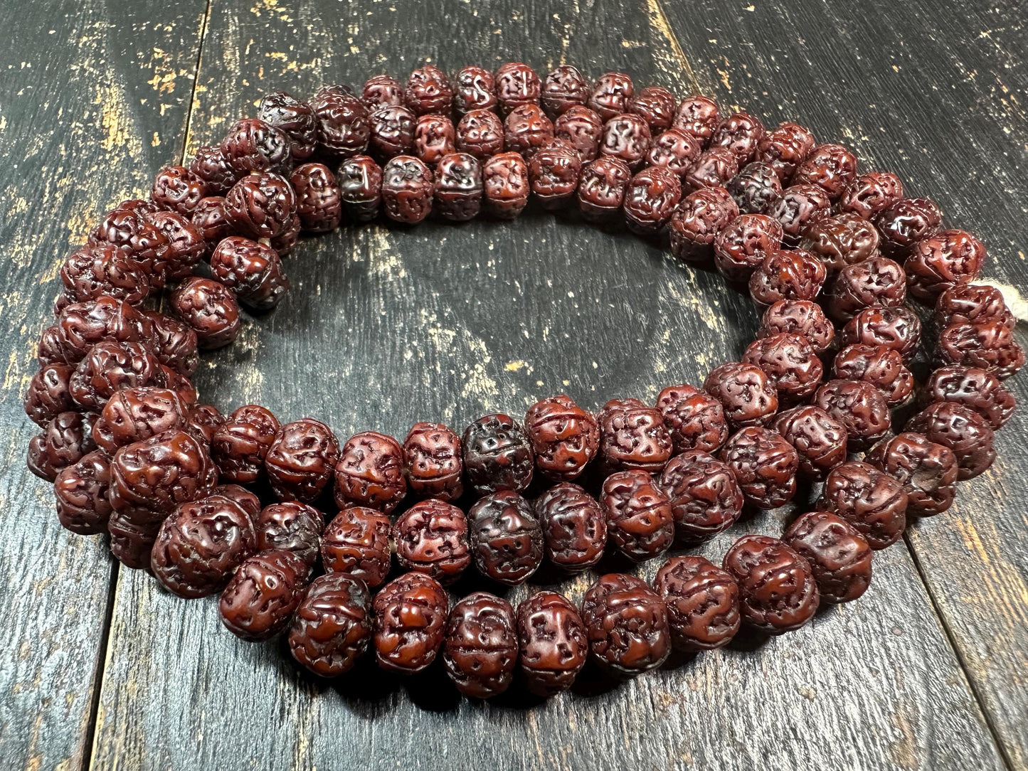 Natural Rudraksha Seed Mala Necklace,108 Bead Prayer Mala, 34 Inches Himalayan Japa Meditation Rosary, Hand Knotted Buddhist Hindu Yoga(H846