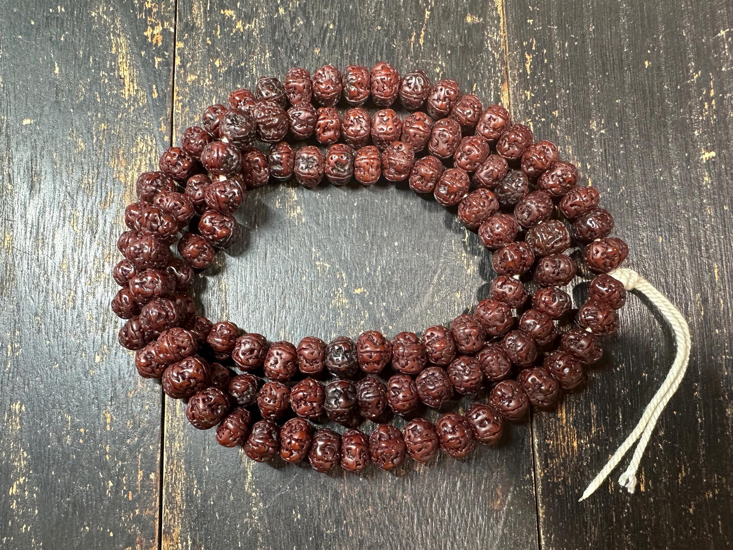 Natural Rudraksha Seed Mala Necklace,108 Bead Prayer Mala, 34 Inches Himalayan Japa Meditation Rosary, Hand Knotted Buddhist Hindu Yoga(H846