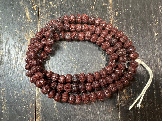 Natural Rudraksha Seed Mala Necklace,108 Bead Prayer Mala, 34 Inches Himalayan Japa Meditation Rosary, Hand Knotted Buddhist Hindu Yoga(H846