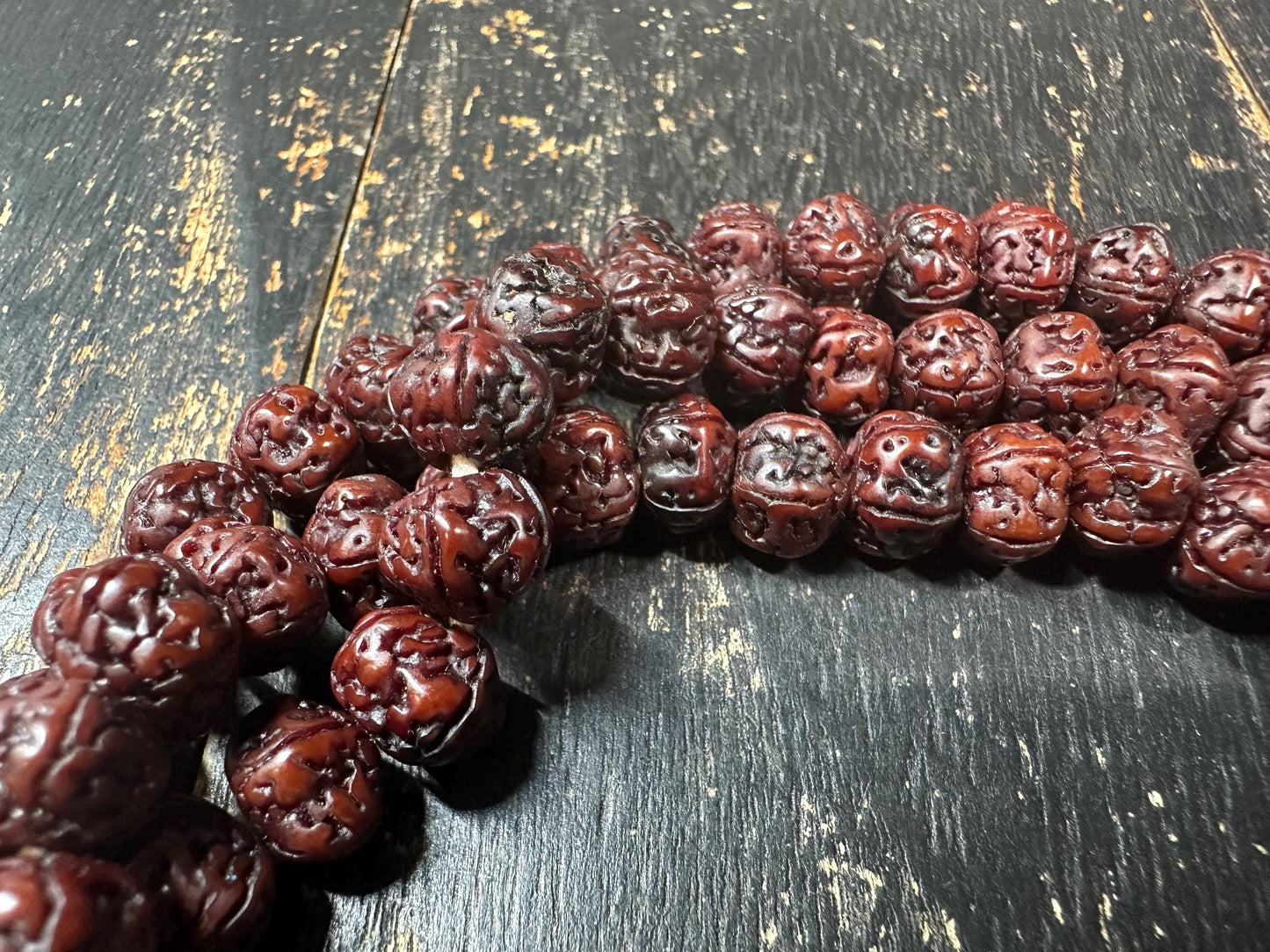 Natural Rudraksha Seed Mala Necklace,108 Bead Prayer Mala, 34 Inches Himalayan Japa Meditation Rosary, Hand Knotted Buddhist Hindu Yoga(H846