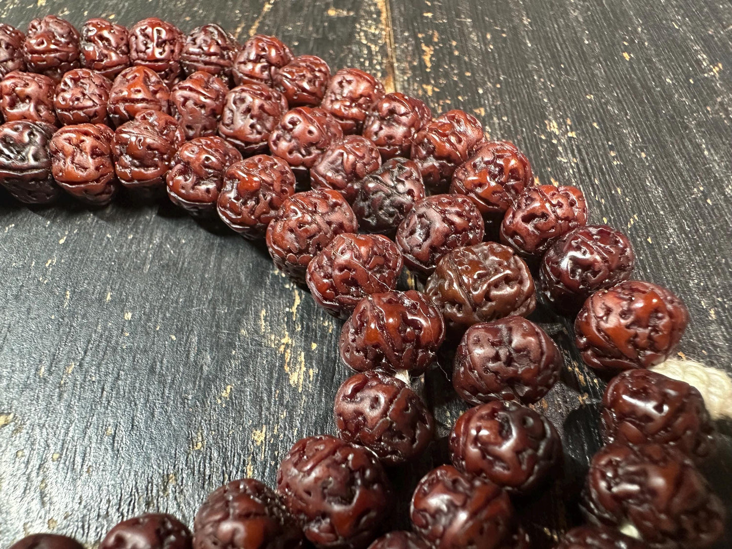Natural Rudraksha Seed Mala Necklace,108 Bead Prayer Mala, 34 Inches Himalayan Japa Meditation Rosary, Hand Knotted Buddhist Hindu Yoga(H846