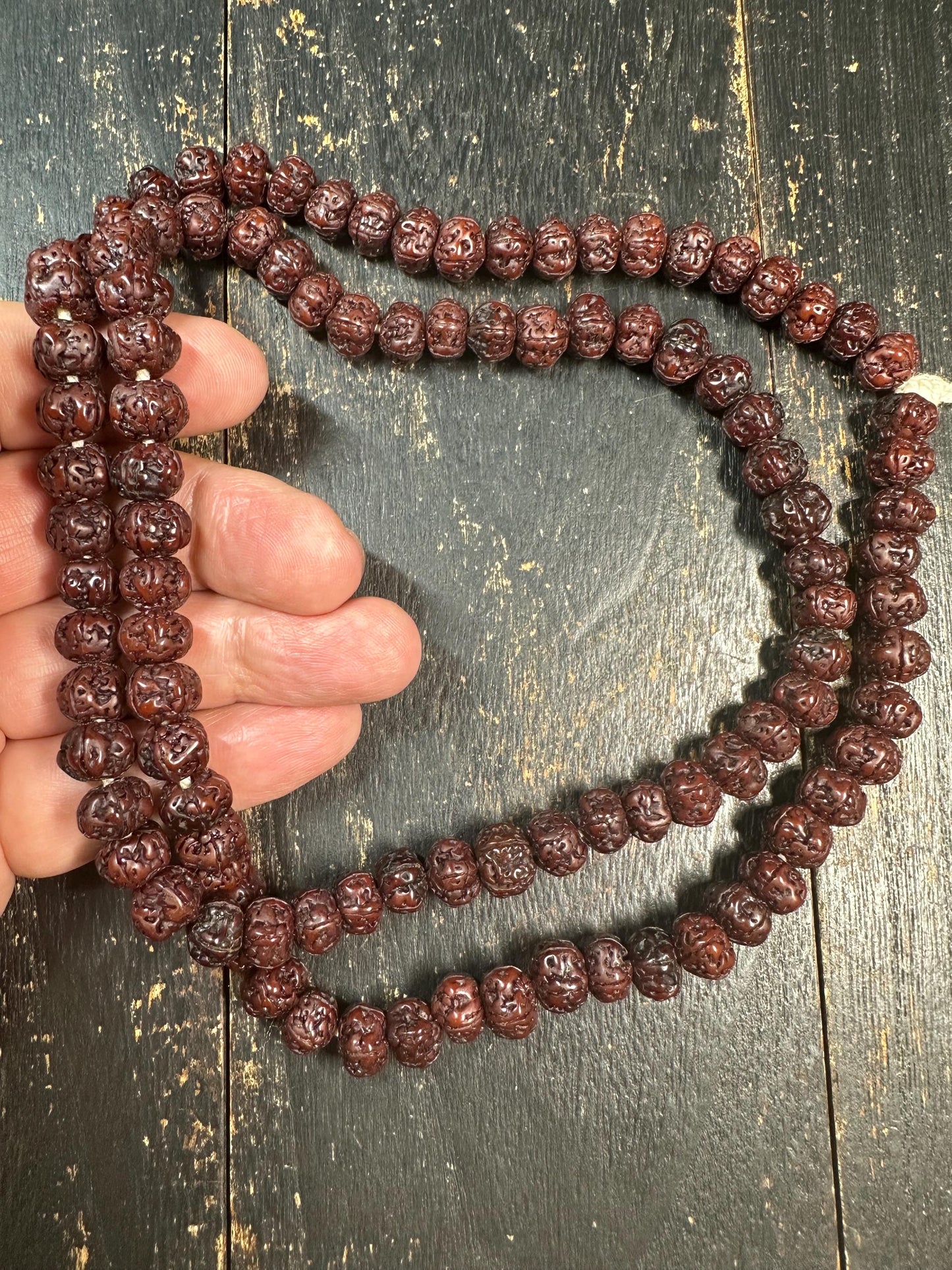Natural Rudraksha Seed Mala Necklace,108 Bead Prayer Mala, 34 Inches Himalayan Japa Meditation Rosary, Hand Knotted Buddhist Hindu Yoga(H846