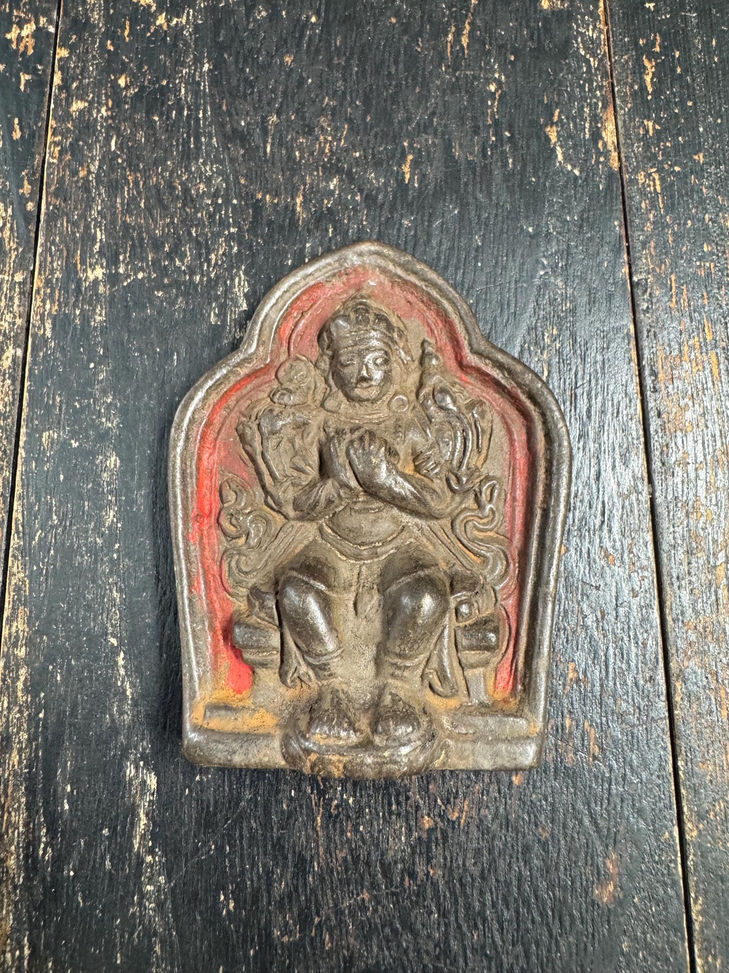 Old Tibetan Bronze White Tara Plaque | Kwan Yin Relief Talisman | Temple Shrine Statue | Six-Character Mantra Back |Buddhist Altar Icon(H847
