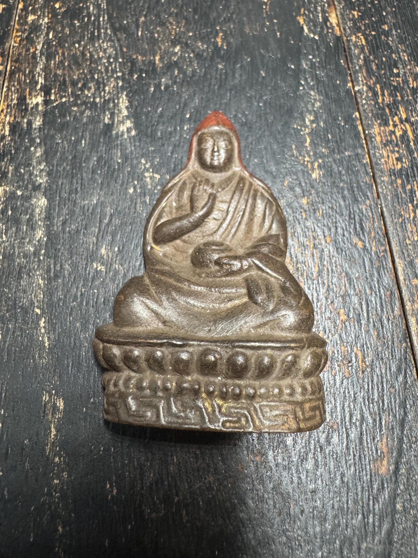 Old Tibetan Bronze Je Tsongkhapa Statue | Hand-Painted Gelug Master Buddha Figure | Antique Tibetan Buddhist Temple Altar Sculpture(H870）
