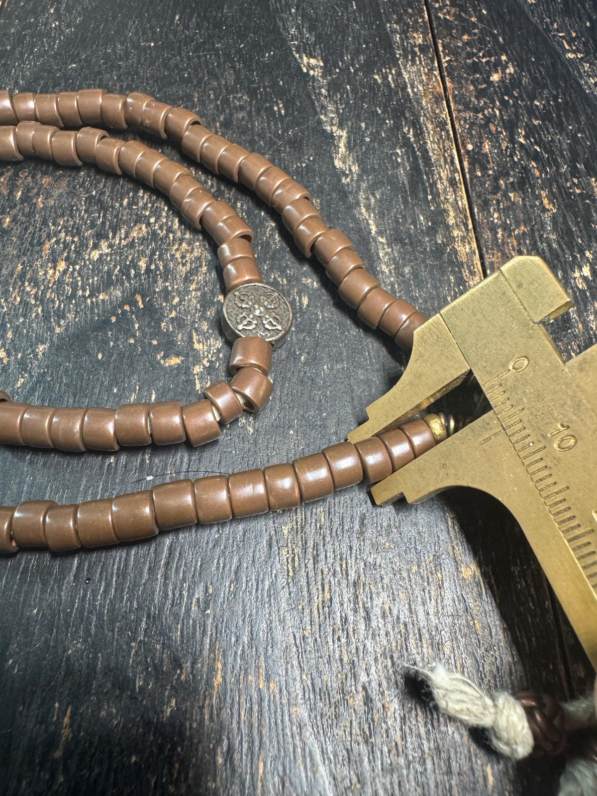 Tibetan Style 108 Bead Mala 20” Brown Bead Prayer Necklace Adjustable Meditation Mala Metal Guru Bead Buddhist Jewelry(H957)
