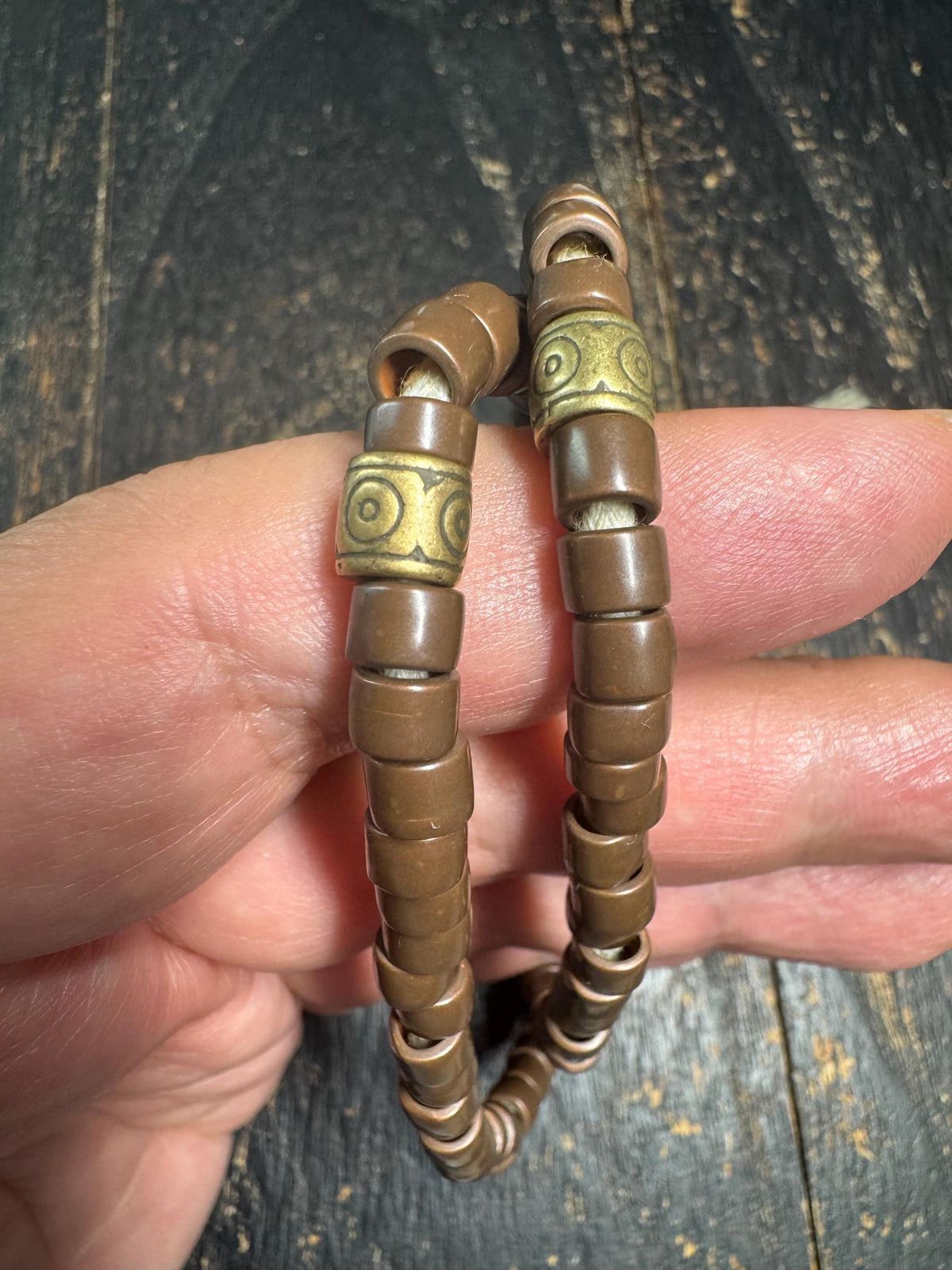 Tibetan Style 108 Bead Mala 20” Brown Bead Prayer Necklace Adjustable Meditation Mala Metal Guru Bead Buddhist Jewelry(H957)