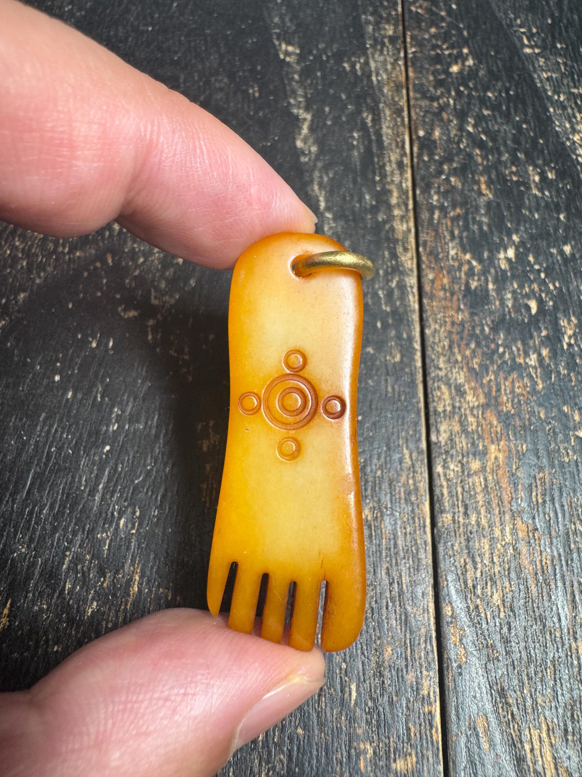 Tibetan Yak Bone Mantra Dot Pendant, Hand Carved Double Sided Bone Amulet, Buddhist Talisman Charm, Himalayan Spiritual Jewelry(H969)