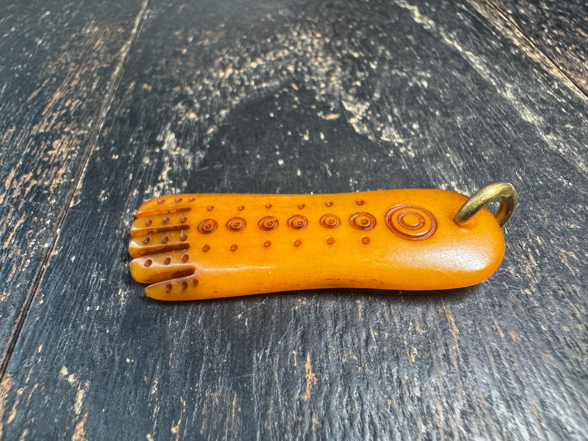 Tibetan Yak Bone Mantra Dot Pendant, Hand Carved Double Sided Bone Amulet, Buddhist Talisman Charm, Himalayan Spiritual Jewelry(H969)