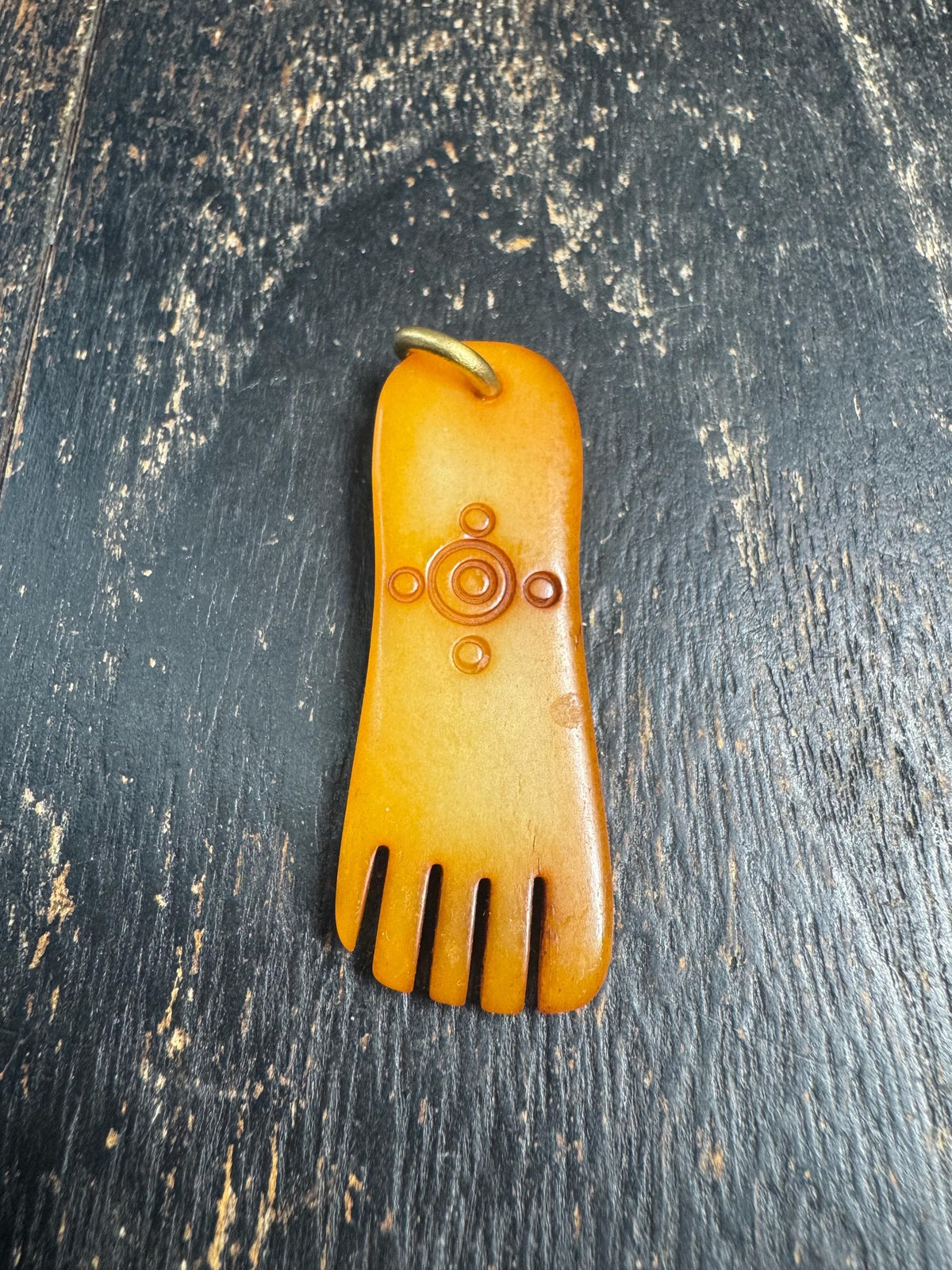 Tibetan Yak Bone Mantra Dot Pendant, Hand Carved Double Sided Bone Amulet, Buddhist Talisman Charm, Himalayan Spiritual Jewelry(H969)