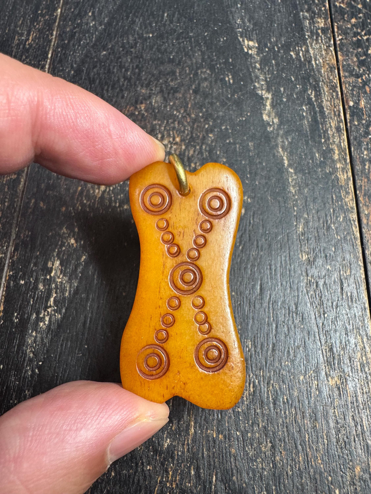 Tibetan Yak Bone Mantra Dot Pendant, Hand Carved Bone Amulet, Double Sided Buddhist Talisman, Himalayan Spiritual Jewelry(H969)
