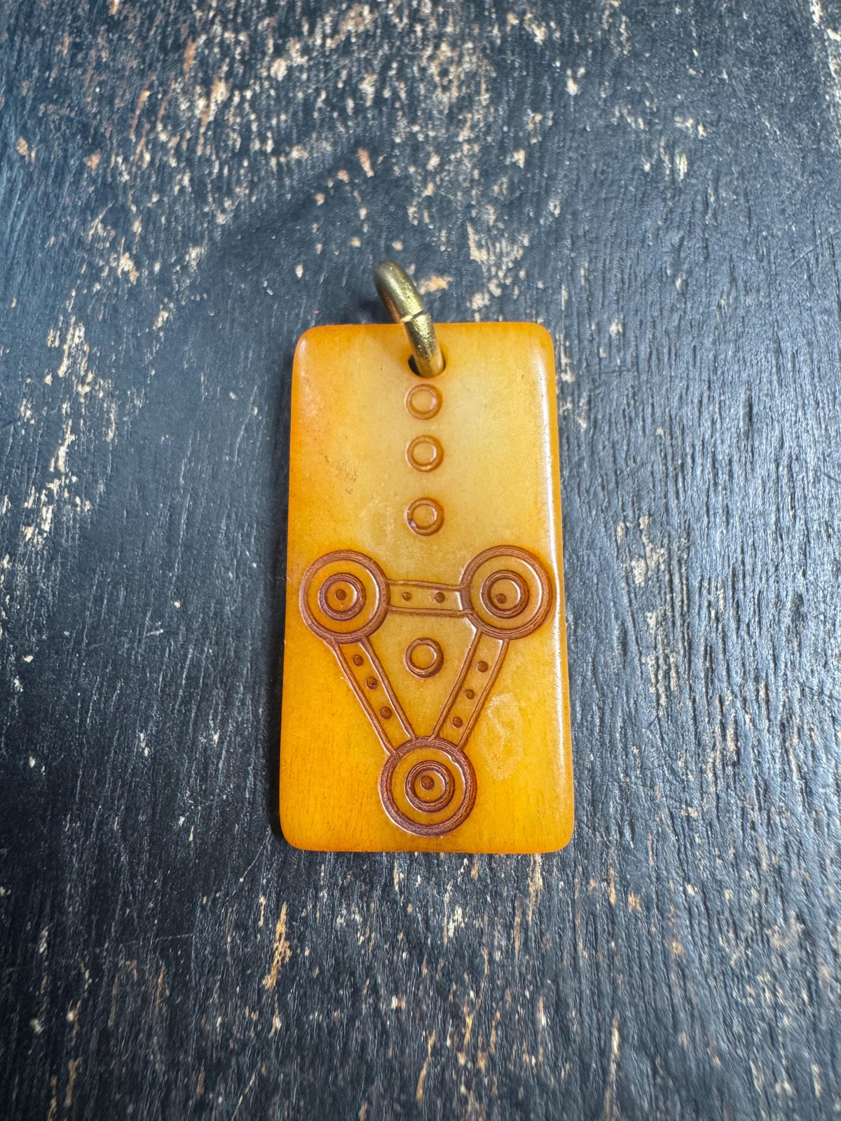 Tibetan Yak Bone Mantra Dot Pendant, Geometric Carved Bone Amulet, Double Sided Buddhist Talisman, Himalayan Spiritual Jewelry(H969)