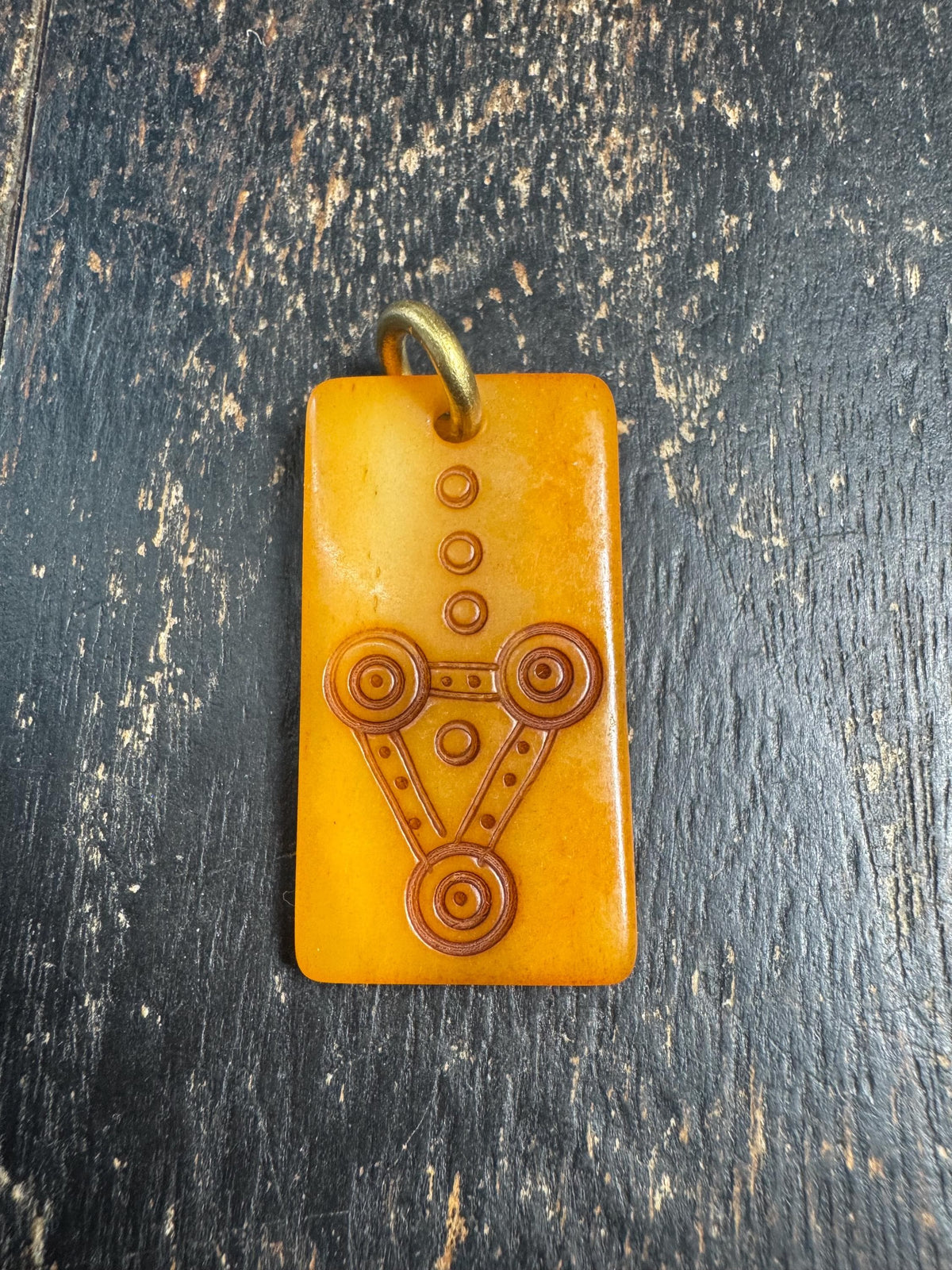 Tibetan Yak Bone Mantra Dot Pendant, Geometric Carved Bone Amulet, Double Sided Buddhist Talisman, Himalayan Spiritual Jewelry(H969)