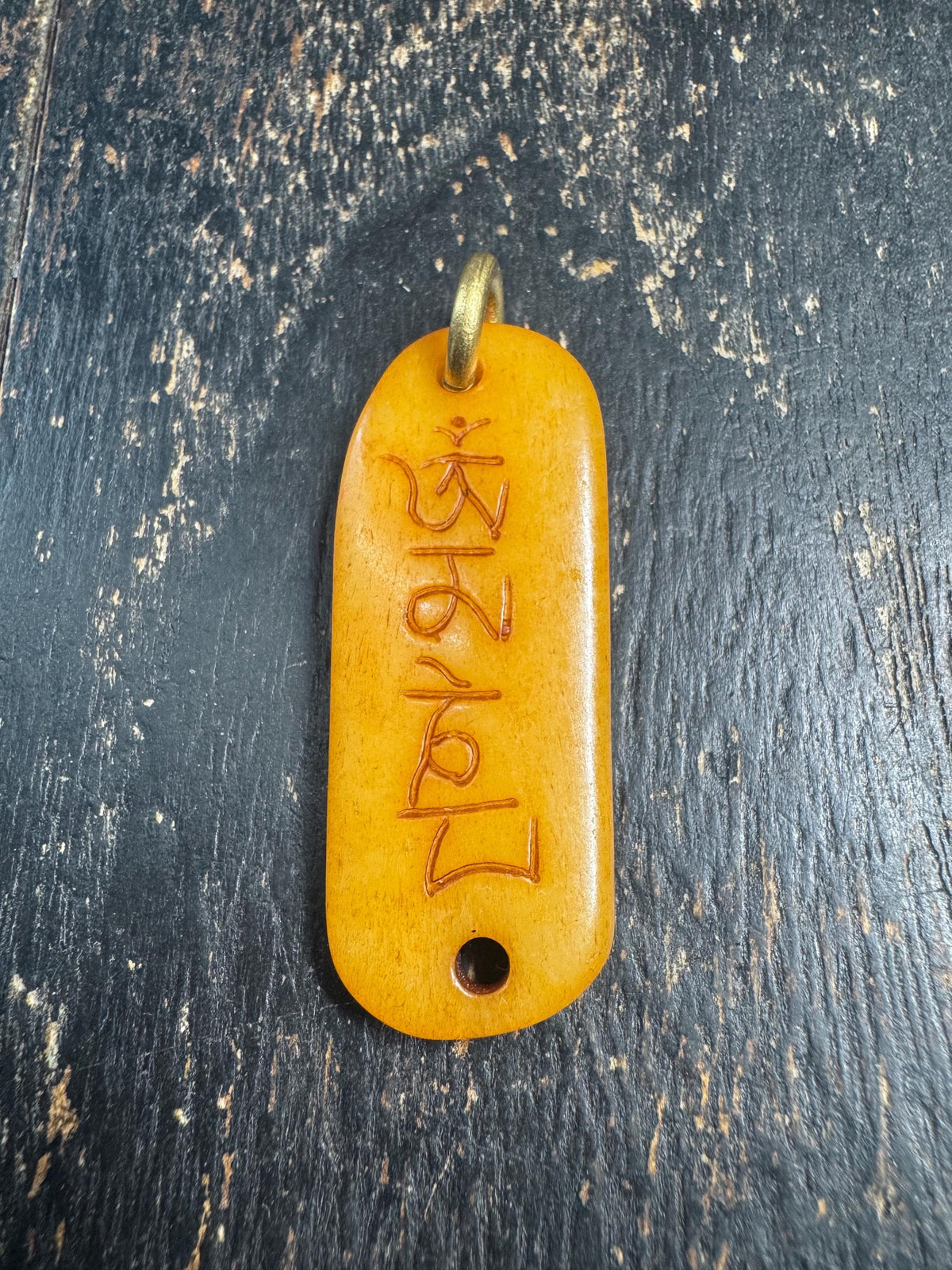 Tibetan Yak Bone Mantra Dot Pendant, Om Mani Padme Hum Bone Amulet, Double Sided Buddhist Talisman, Himalayan Spiritual Jewelry(H969)