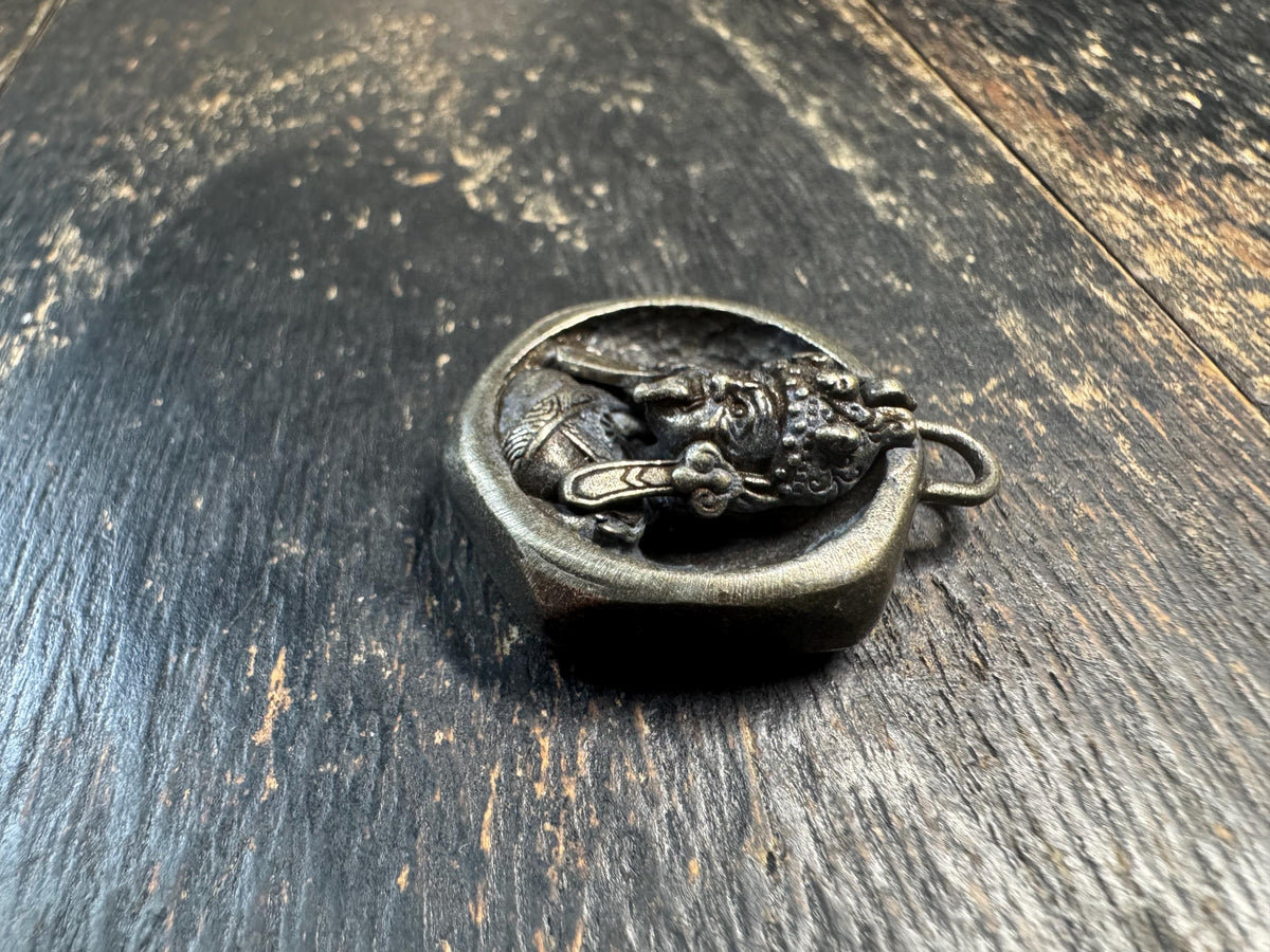 Vintage White Copper Mahakala Opening Pendant | Tibetan Buddhist Amulet | Brass Vajra Dorje | Himalayan Spiritual Talisman(H970)