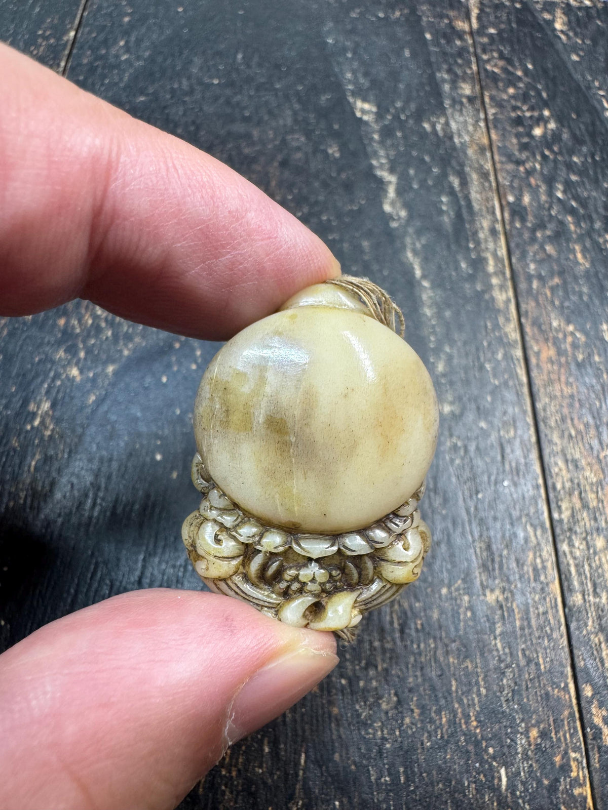Carved Deer Antler Tibetan Wealth Deity Bead | Jambhala Style Face Pendant | Himalayan Buddhist Guru Bead | Mala Focal Bead(H971)