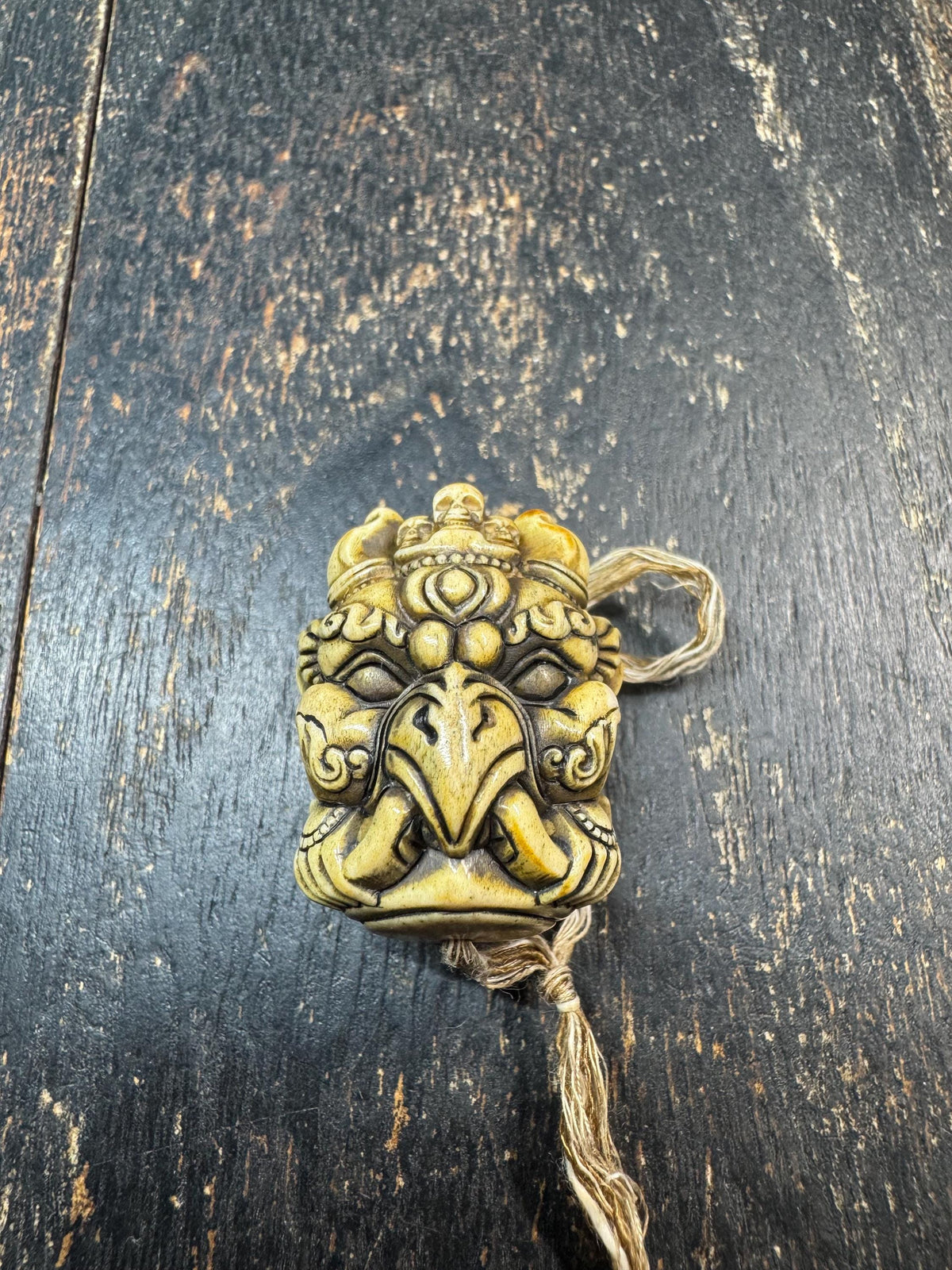 Hand Carved Deer Antler Garuda Bead | Tibetan Khyung Guru Bead | Himalayan Mala Focal Bead | Protective Amulet Pendant (H971)