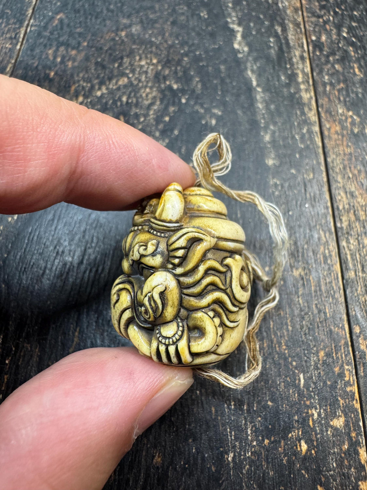 Hand Carved Deer Antler Garuda Bead | Tibetan Khyung Guru Bead | Himalayan Mala Focal Bead | Protective Amulet Pendant (H971)