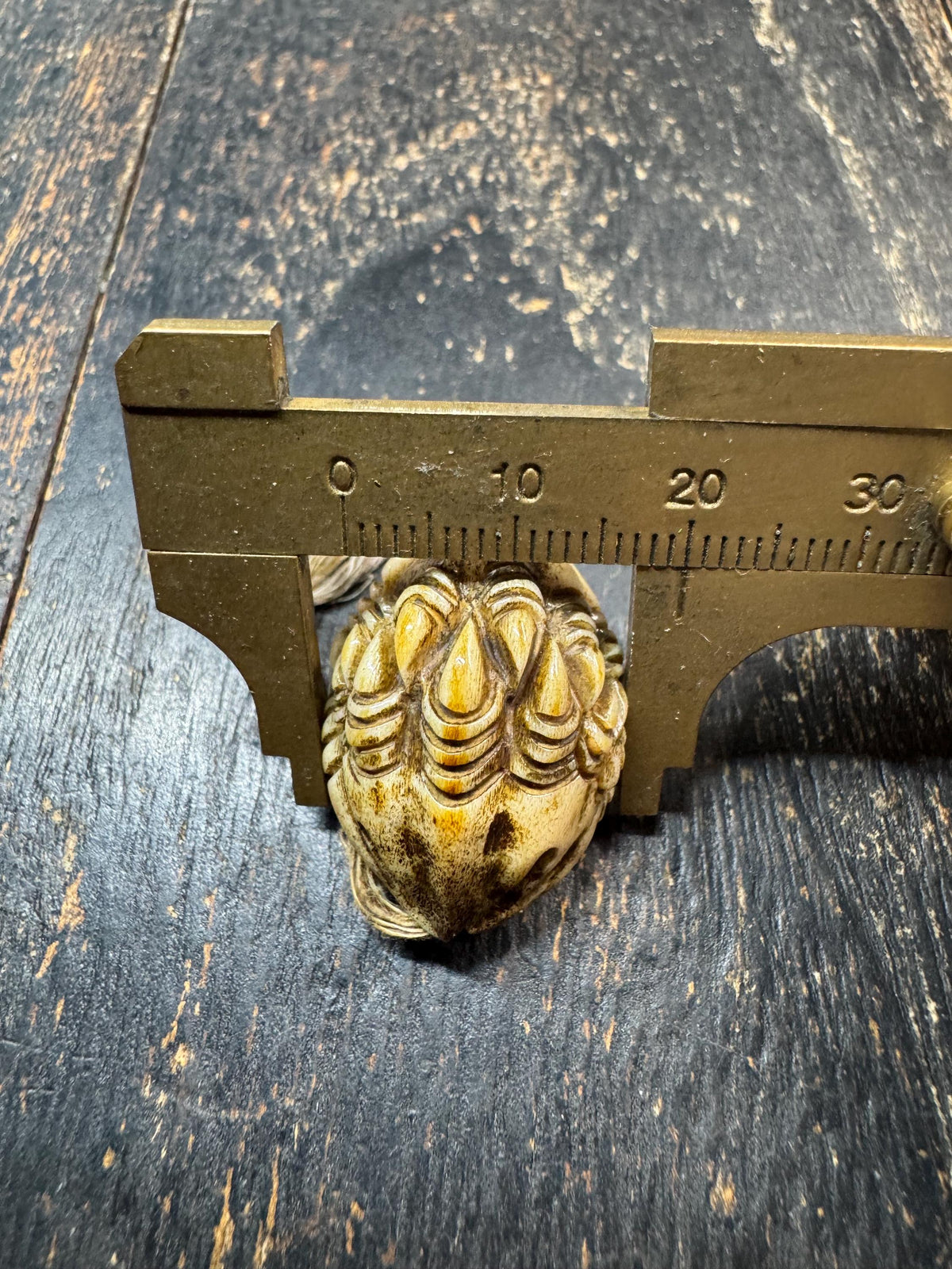 Carved Deer Antler Devouring Bead | Tibetan Style Fierce Pendant | Handmade Himalayan Guru Bead | Mala Focal Bead | Protective Amulet(H971)