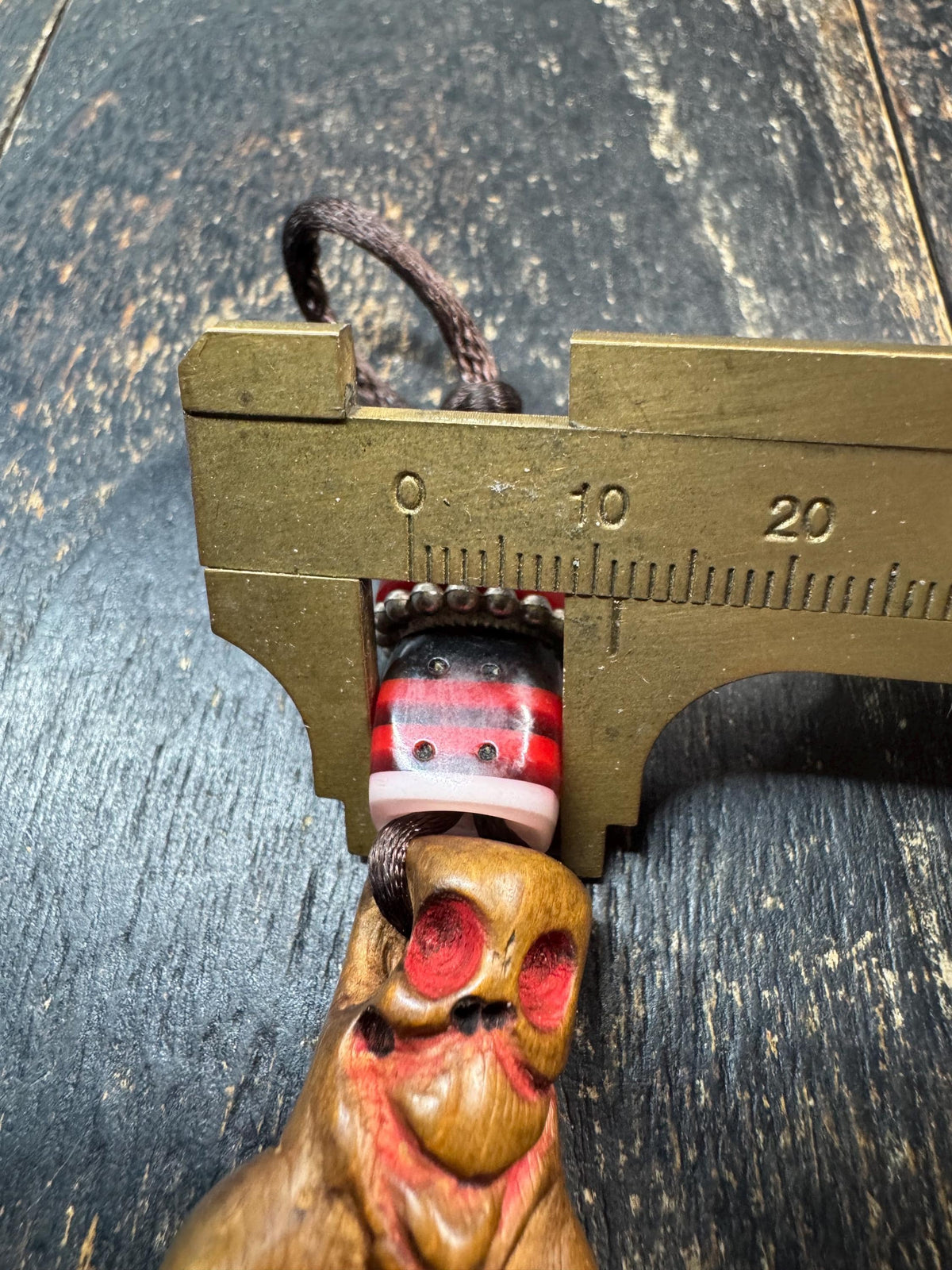 Hand Carved Wooden Skull Pendant | Resin Bead Ornament | Tribal Hanging Charm | Gothic Skull Talisman | Boho Ethnic Bag Charm(H971)