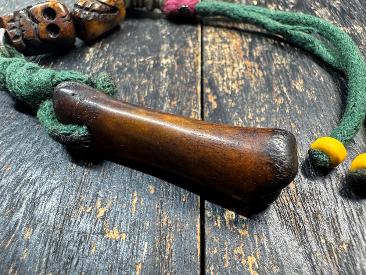 Yak Bone Skull Handheld Mala | Brass Guru Bead Prayer Beads | Tibetan Style Hand Hold | Carved Bone Skull Amulet | Himalayan Meditation(H972