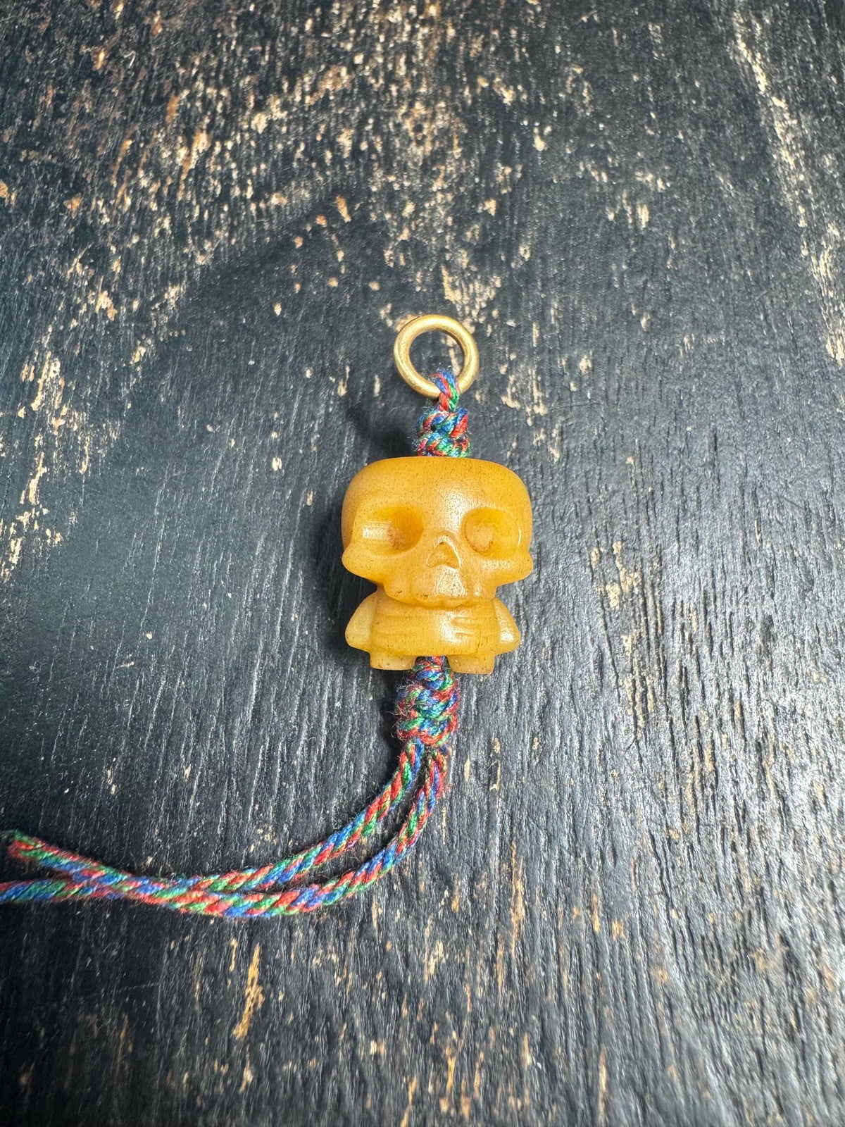 Hand Carved Yak Bone Citipati Skull Pendant, Tibetan Charnel Ground Skeleton Amulet, Himalayan Mala Charm or Pendant(H969)