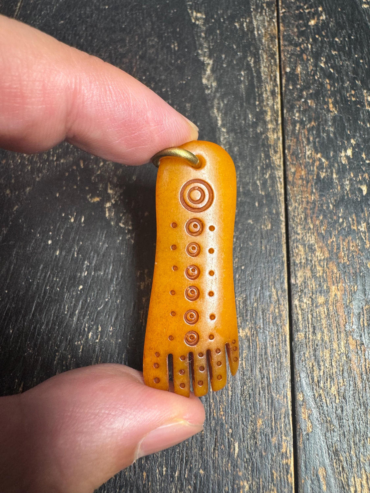 Tibetan Yak Bone Mantra Dot Pendant, Hand Carved Double Sided Bone Amulet, Buddhist Talisman Charm, Himalayan Spiritual Jewelry(H969)