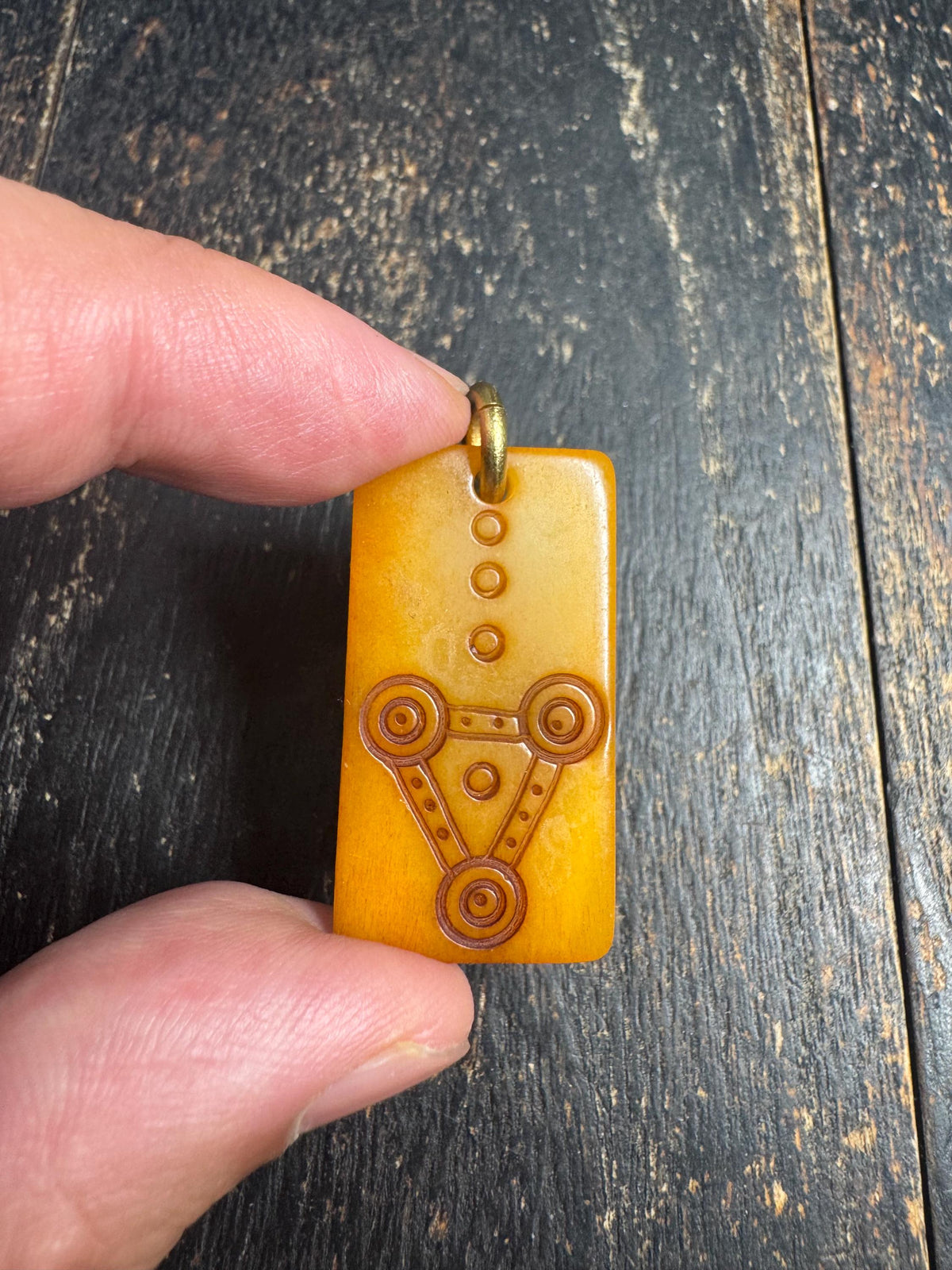Tibetan Yak Bone Mantra Dot Pendant, Geometric Carved Bone Amulet, Double Sided Buddhist Talisman, Himalayan Spiritual Jewelry(H969)