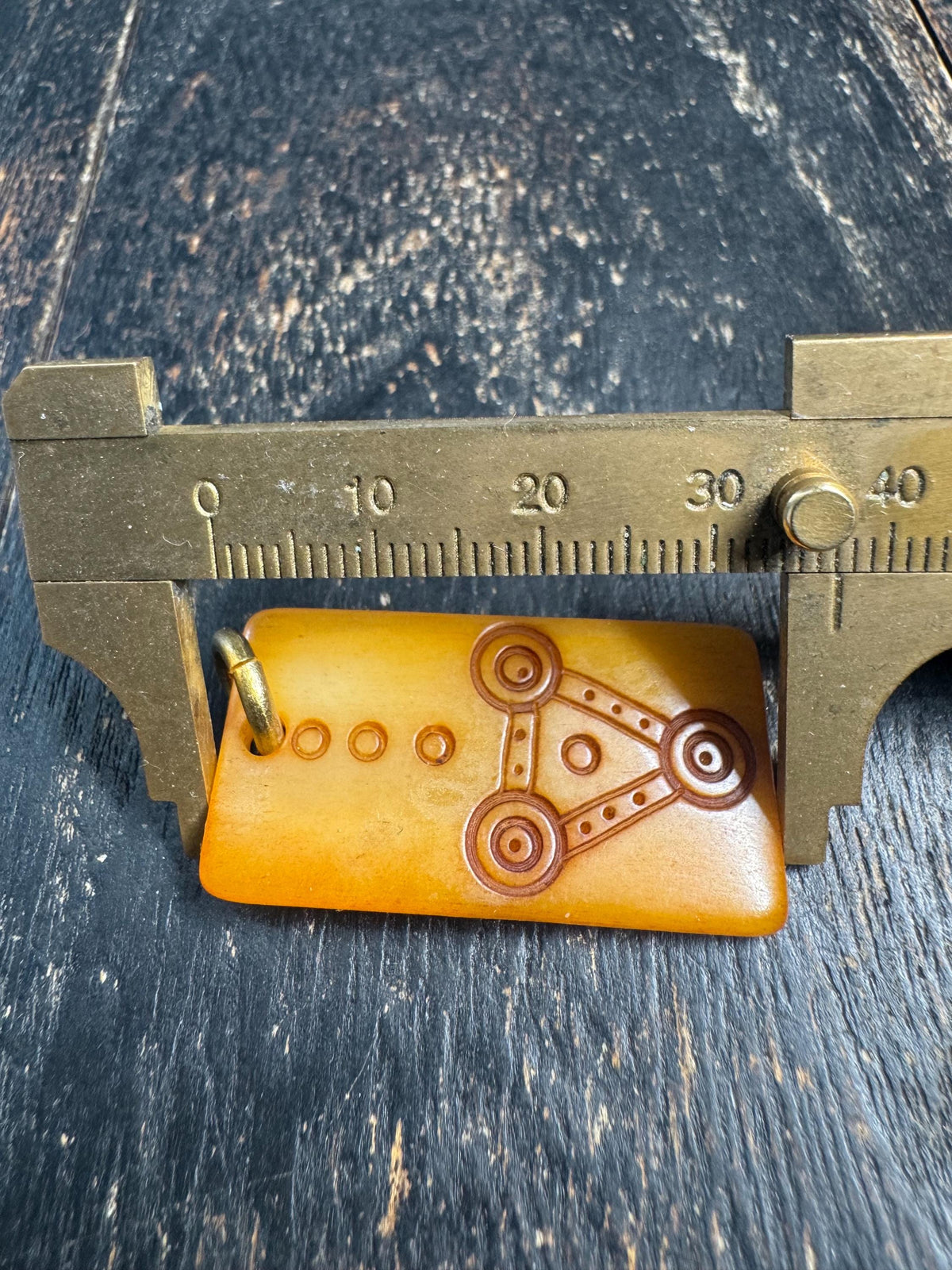 Tibetan Yak Bone Mantra Dot Pendant, Geometric Carved Bone Amulet, Double Sided Buddhist Talisman, Himalayan Spiritual Jewelry(H969)