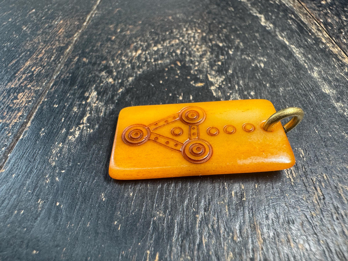 Tibetan Yak Bone Mantra Dot Pendant, Geometric Carved Bone Amulet, Double Sided Buddhist Talisman, Himalayan Spiritual Jewelry(H969)