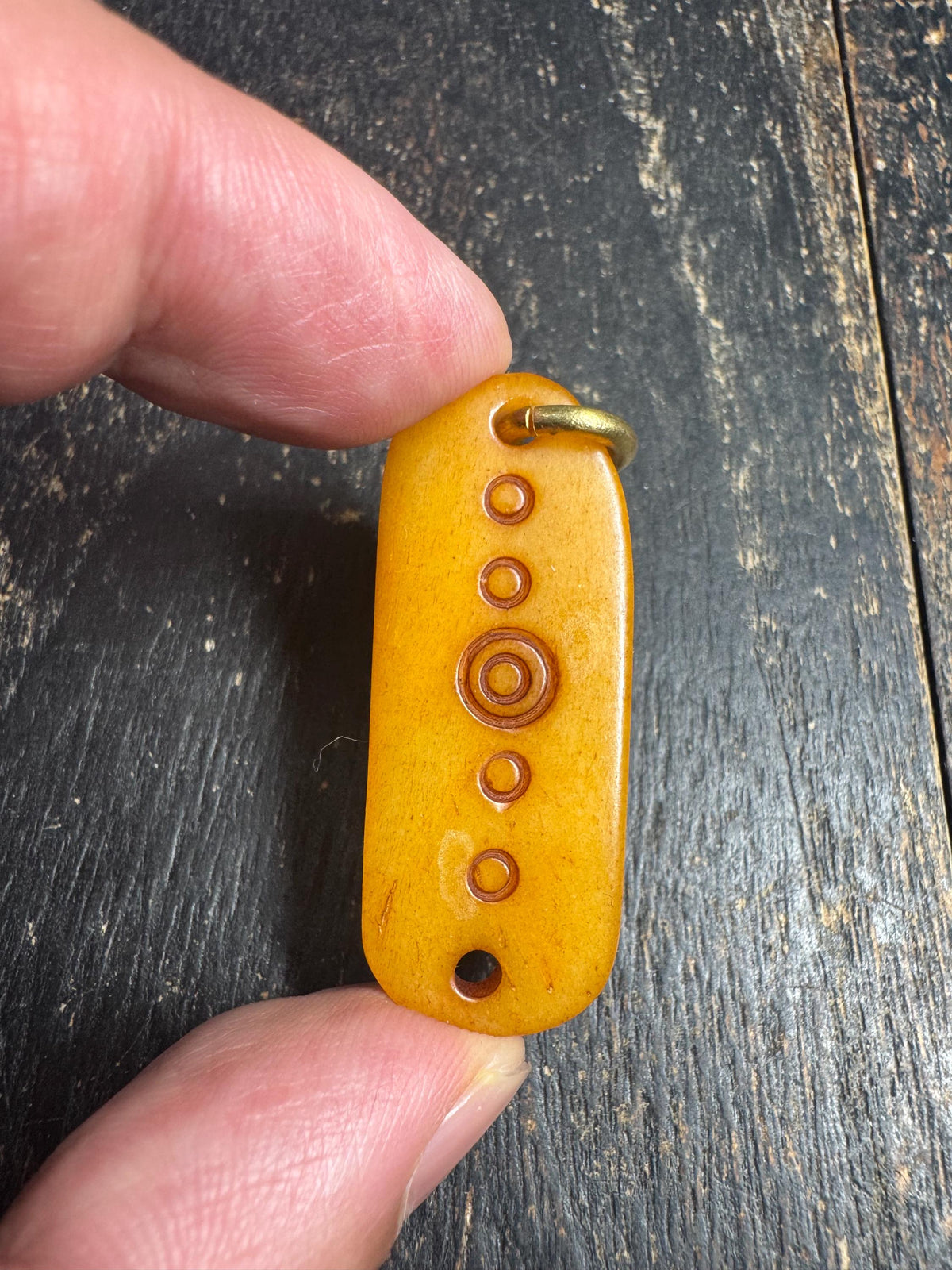 Tibetan Yak Bone Mantra Dot Pendant, Om Mani Padme Hum Bone Amulet, Double Sided Buddhist Talisman, Himalayan Spiritual Jewelry(H969)