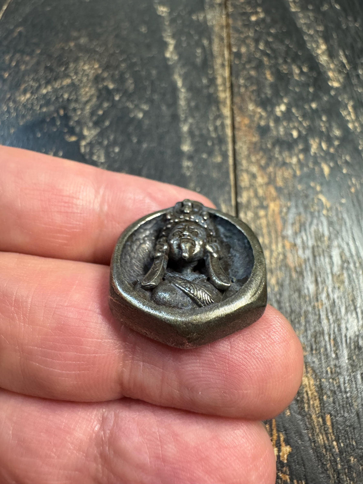 Vintage White Copper Mahakala Opening Pendant | Tibetan Buddhist Amulet | Brass Vajra Dorje | Himalayan Spiritual Talisman(H970)