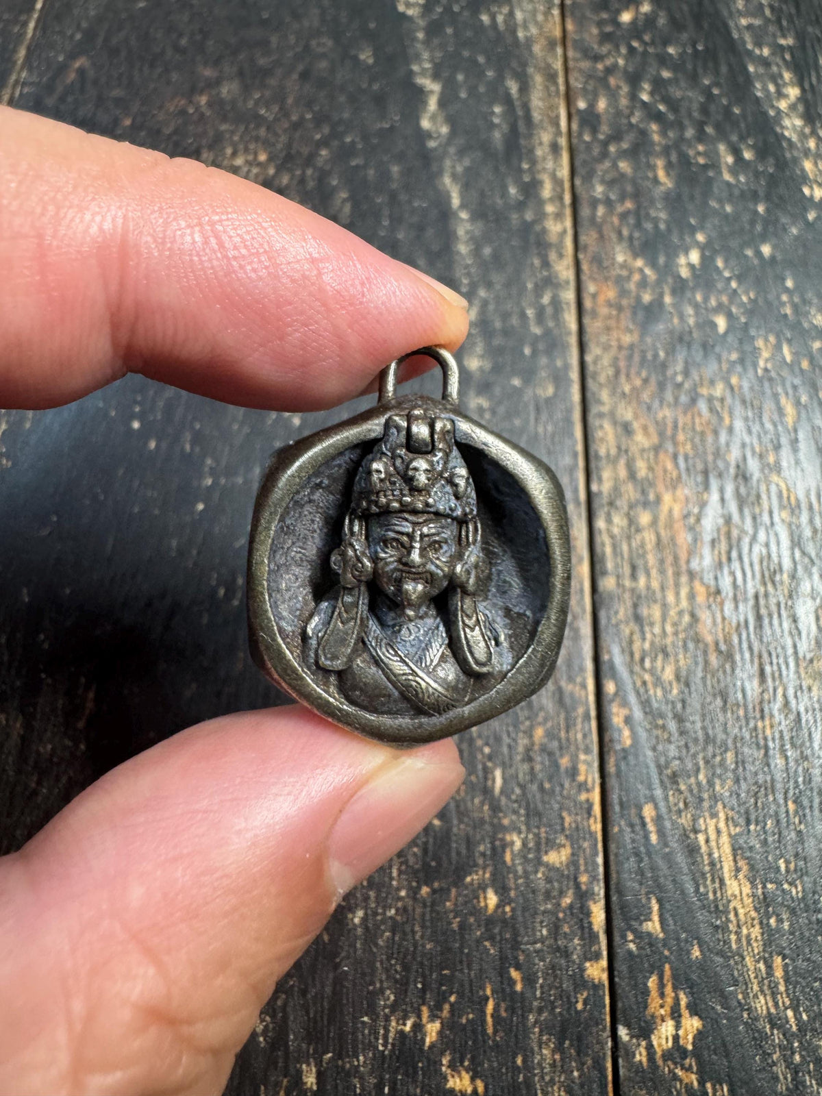 Vintage White Copper Mahakala Opening Pendant | Tibetan Buddhist Amulet | Brass Vajra Dorje | Himalayan Spiritual Talisman(H970)