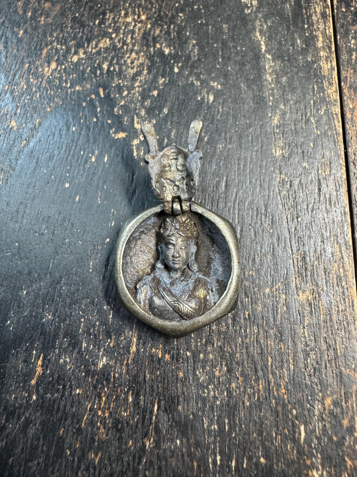 Vintage White Copper Mahakala Opening Pendant | Tibetan Buddhist Amulet | Brass Vajra Dorje | Himalayan Spiritual Talisman(H970)