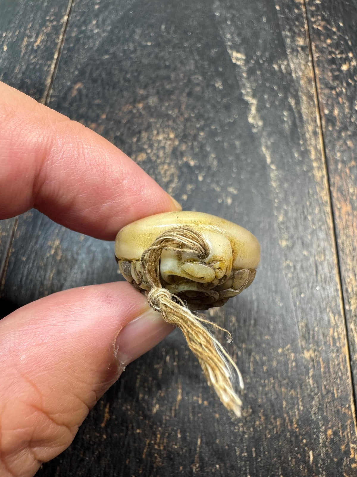 Carved Deer Antler Tibetan Wealth Deity Bead | Jambhala Style Face Pendant | Himalayan Buddhist Guru Bead | Mala Focal Bead(H971)