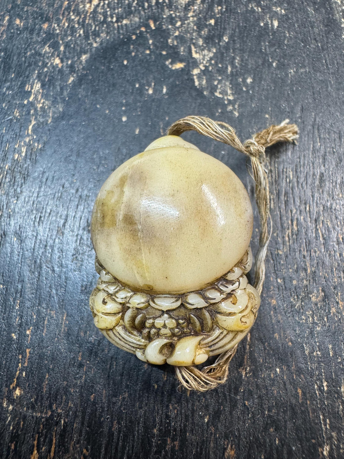 Carved Deer Antler Tibetan Wealth Deity Bead | Jambhala Style Face Pendant | Himalayan Buddhist Guru Bead | Mala Focal Bead(H971)