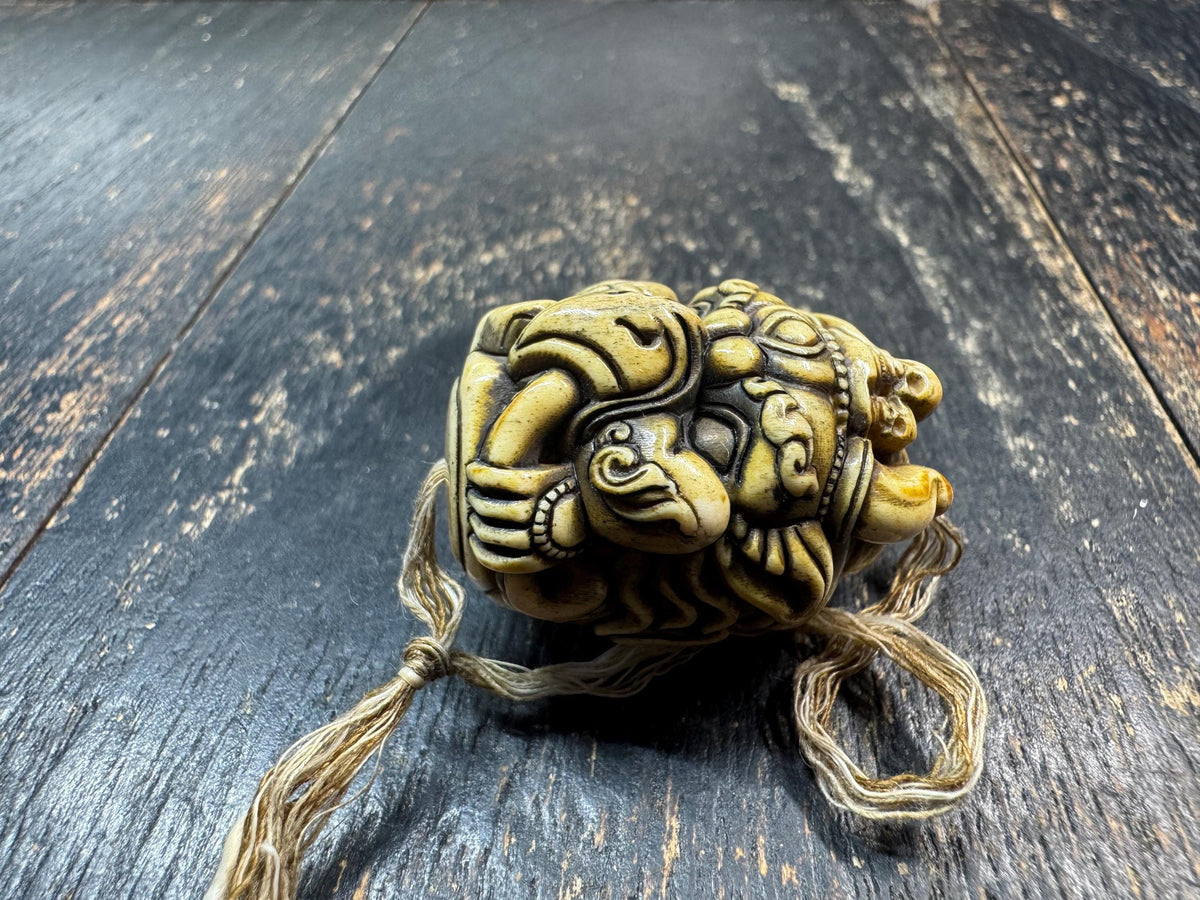 Hand Carved Deer Antler Garuda Bead | Tibetan Khyung Guru Bead | Himalayan Mala Focal Bead | Protective Amulet Pendant (H971)