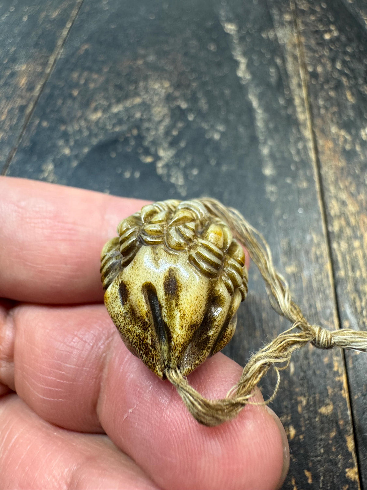 Carved Deer Antler Devouring Bead | Tibetan Style Fierce Pendant | Handmade Himalayan Guru Bead | Mala Focal Bead | Protective Amulet(H971)