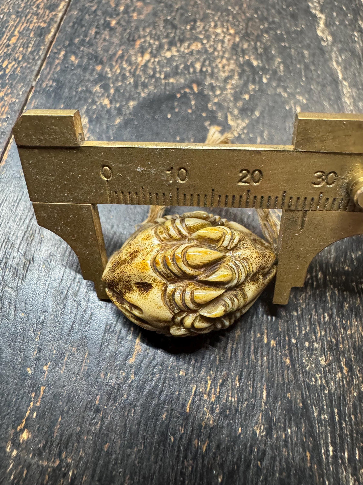 Carved Deer Antler Devouring Bead | Tibetan Style Fierce Pendant | Handmade Himalayan Guru Bead | Mala Focal Bead | Protective Amulet(H971)